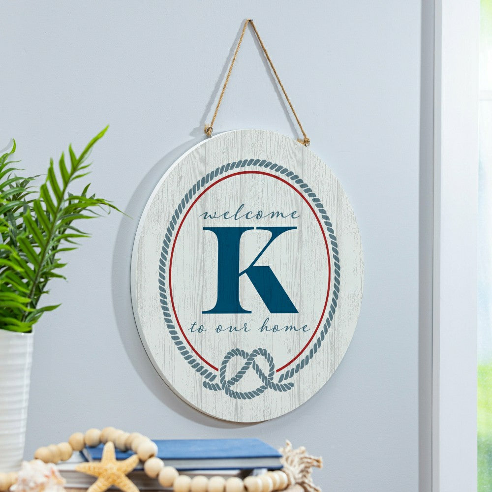 Plow & Hearth Coastal Door Décor Monogram White 18" K