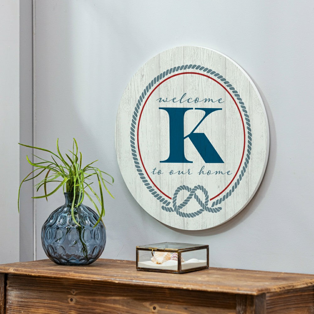 Plow & Hearth Coastal Door Décor Monogram White 18" K