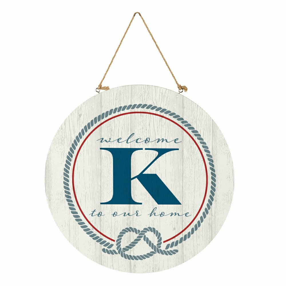 Plow & Hearth Coastal Door Décor Monogram White 18" K