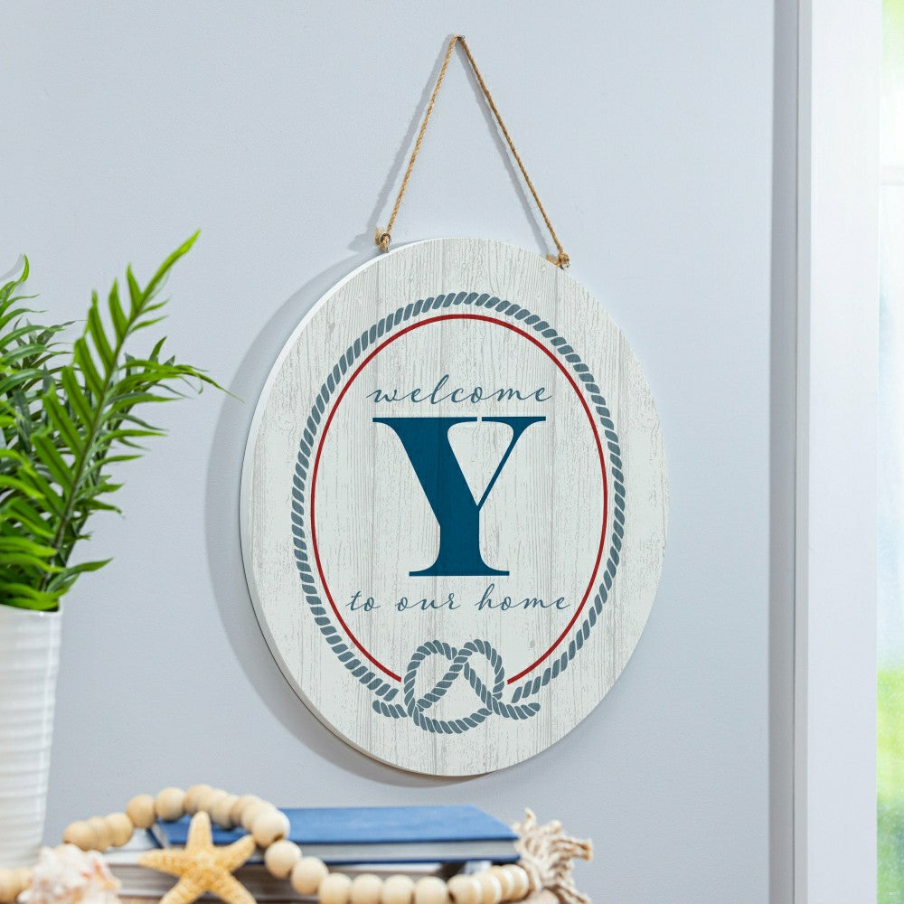 Plow & Hearth Coastal Door Décor Monogram White 18" Y