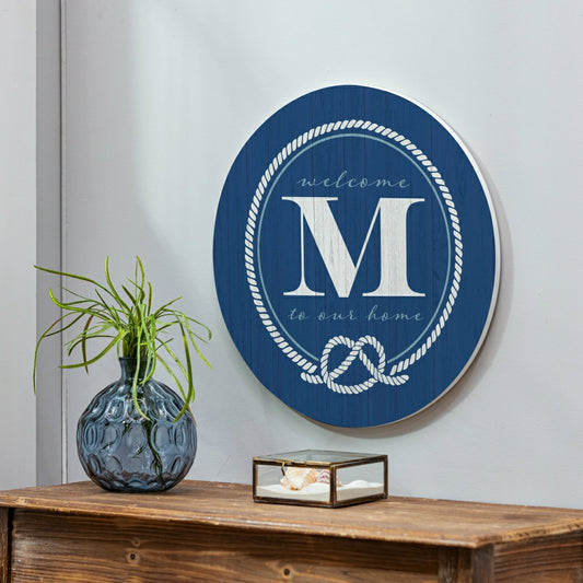 Plow & Hearth Coastal Door Décor Monogram Blue 18" M