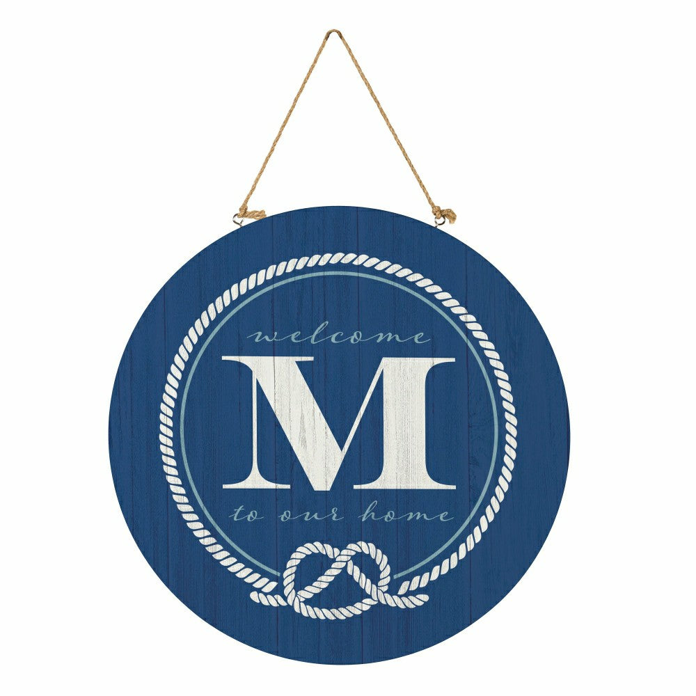 Plow & Hearth Coastal Door Décor Monogram Blue 18" M
