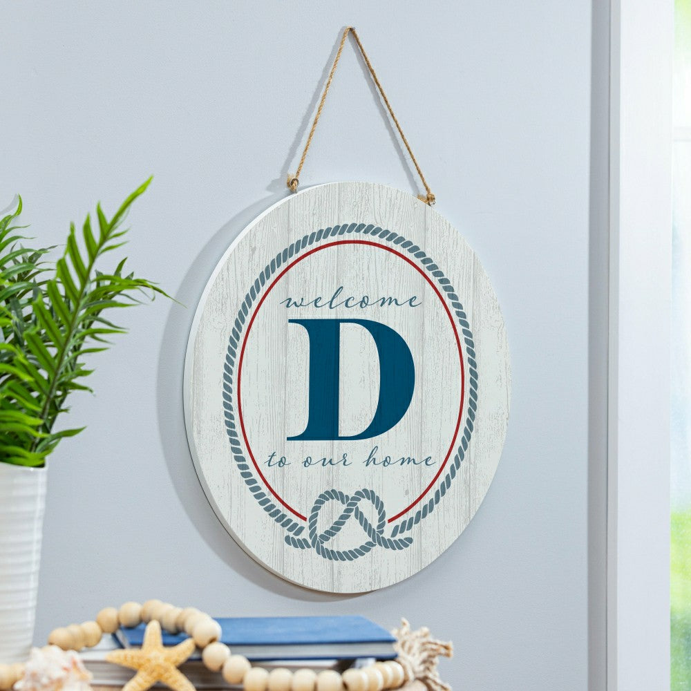 Plow & Hearth Coastal Door Décor Monogram White 18" D