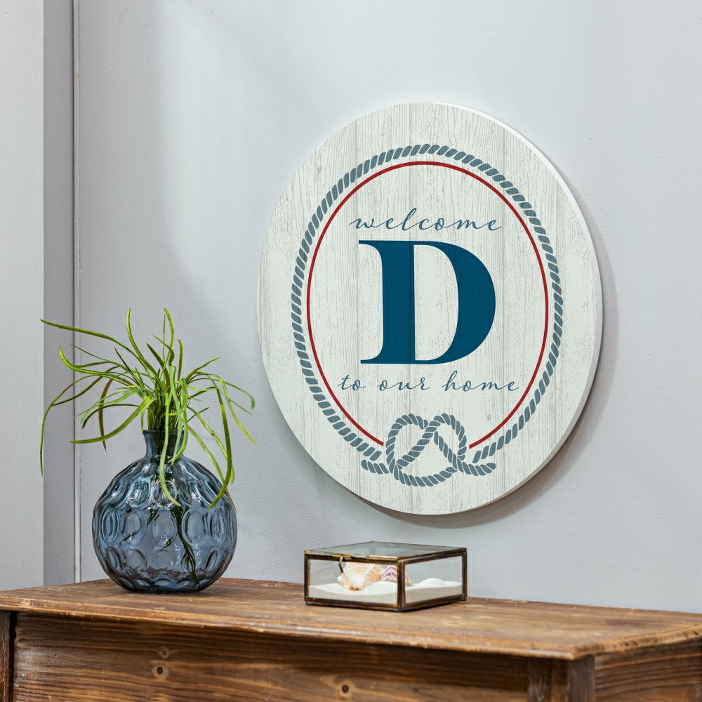 Plow & Hearth Coastal Door Décor Monogram White 18" D