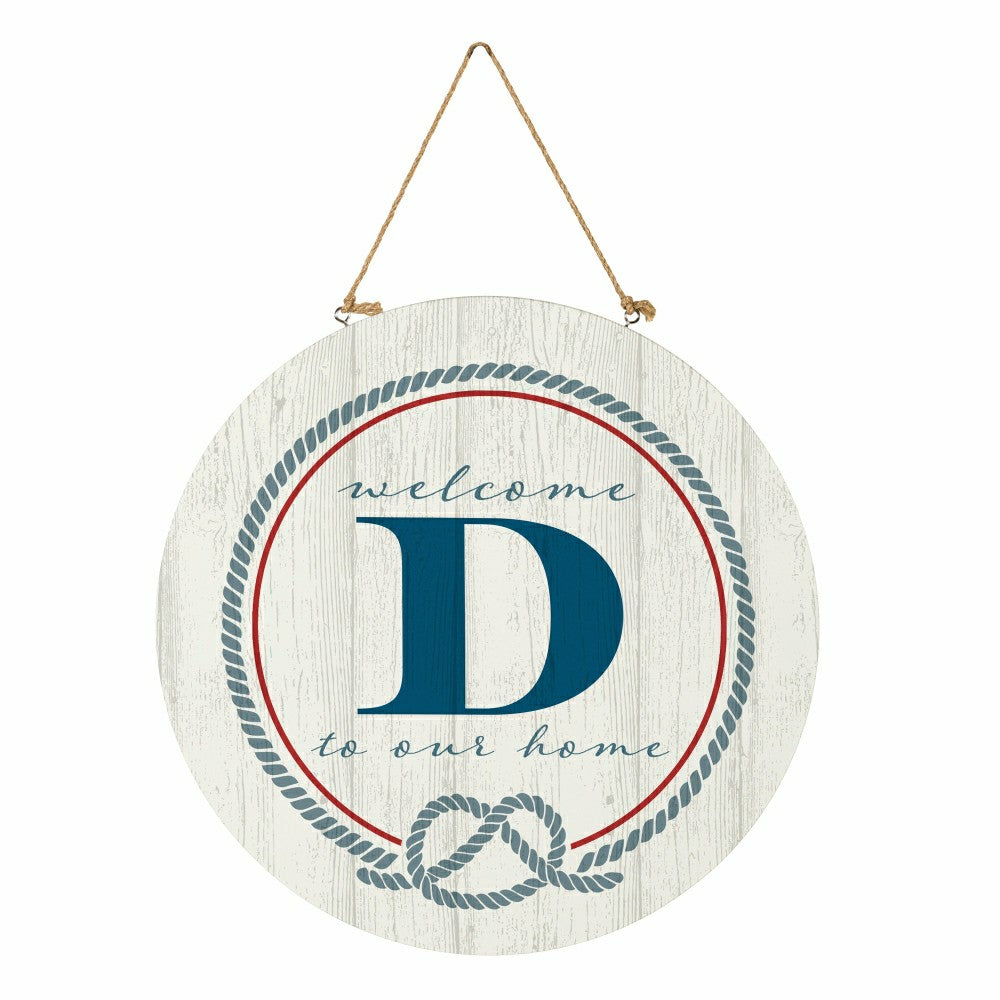 Plow & Hearth Coastal Door Décor Monogram White 18" D