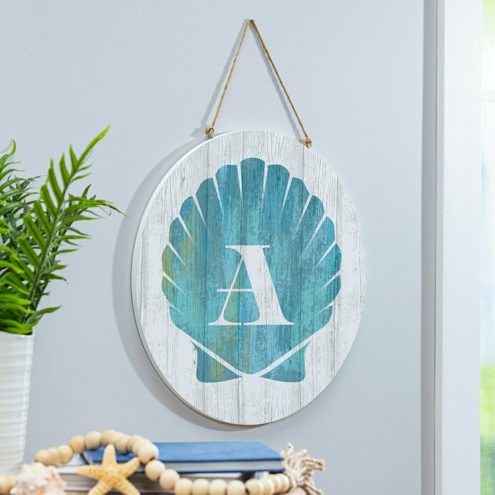 Plow & Hearth Coastal Door Décor Shell Monogram 18" A