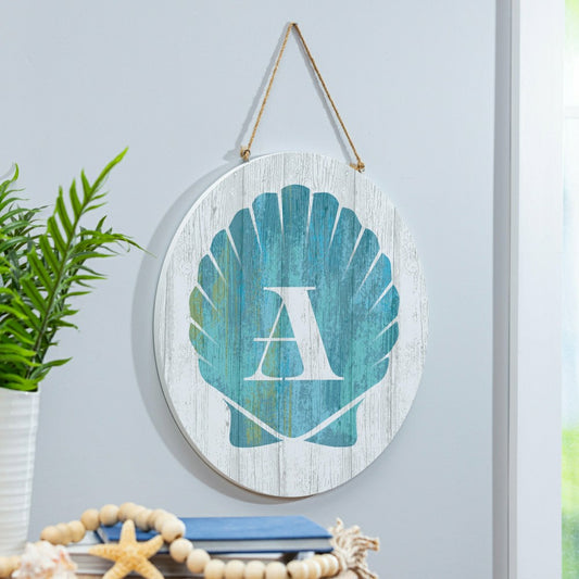 Plow & Hearth Coastal Door Décor Shell Monogram 18" A