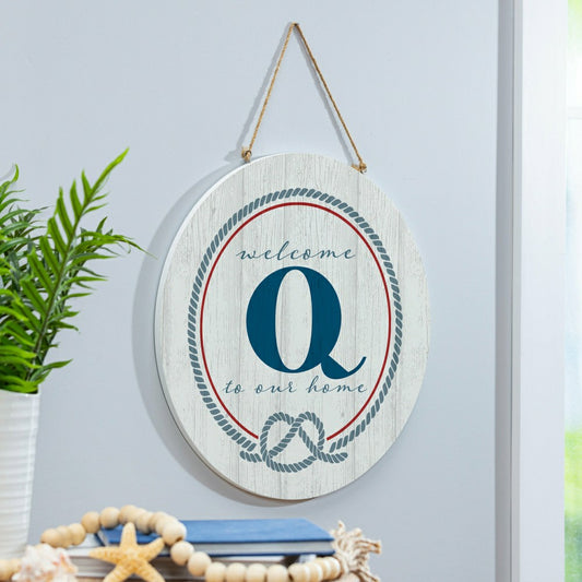 Plow & Hearth Coastal Door Décor Monogram White 18" Q