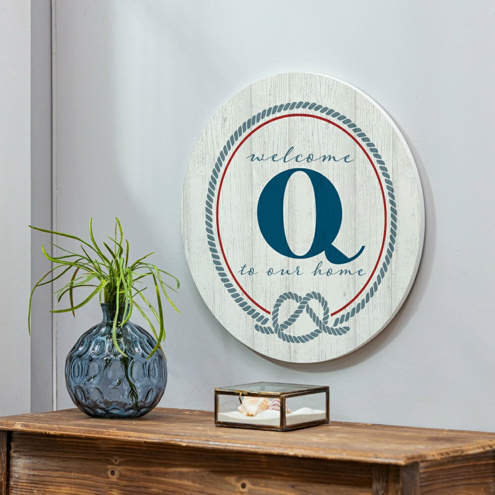 Plow & Hearth Coastal Door Décor Monogram White 18" Q