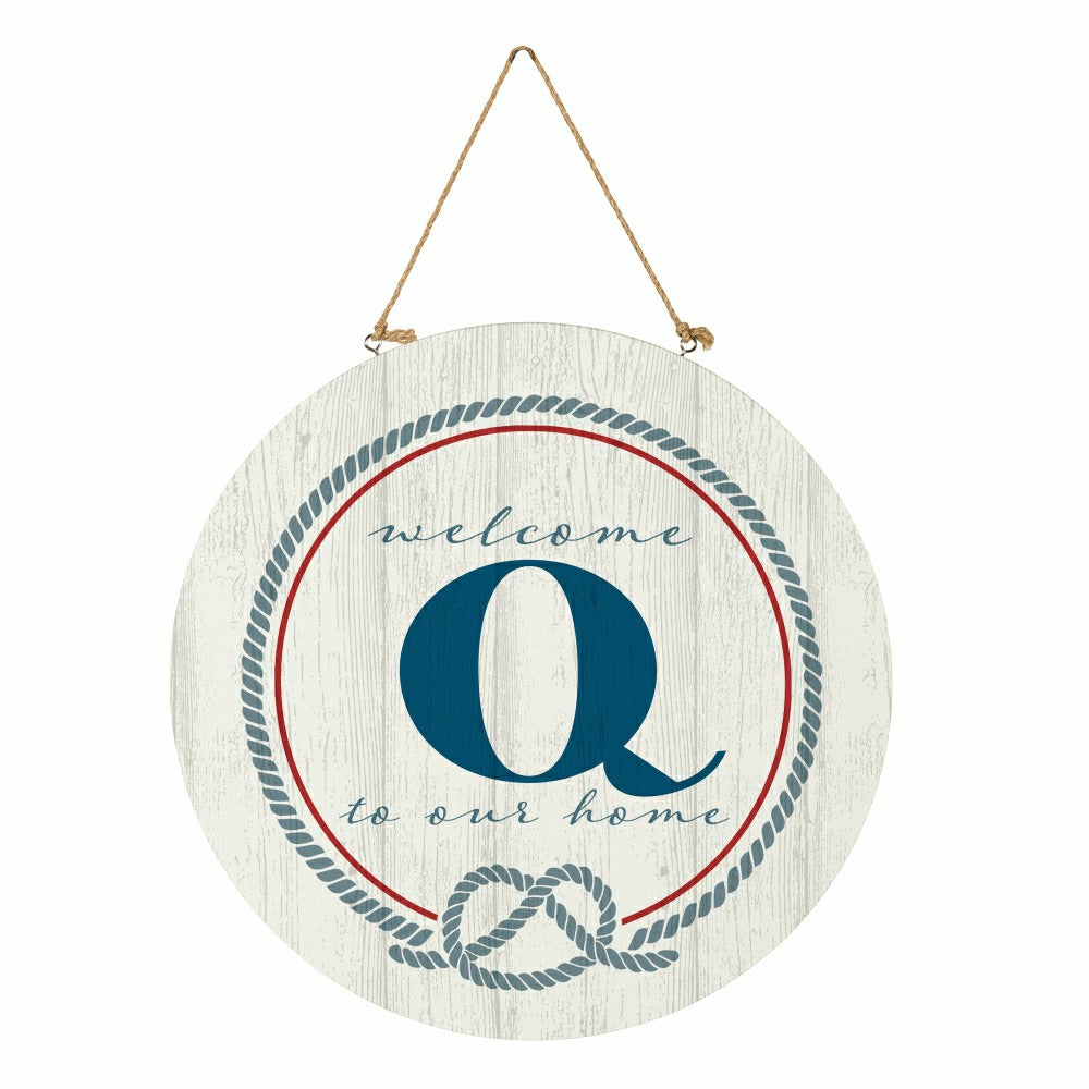 Plow & Hearth Coastal Door Décor Monogram White 18" Q