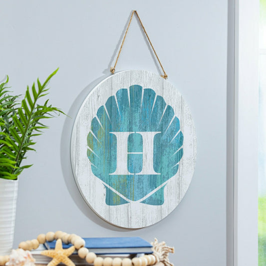 Plow & Hearth Coastal Door Décor Shell Monogram 18" H