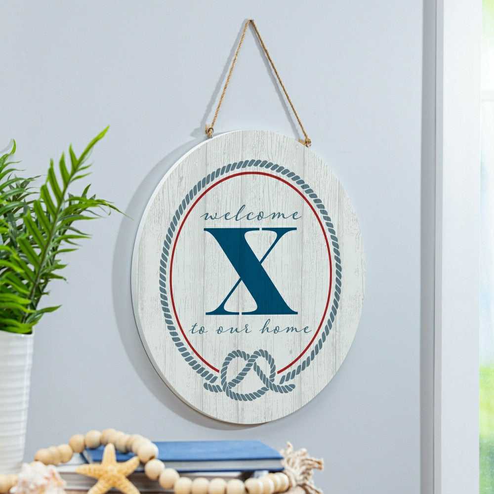 Plow & Hearth Coastal Door Décor Monogram White 18" X