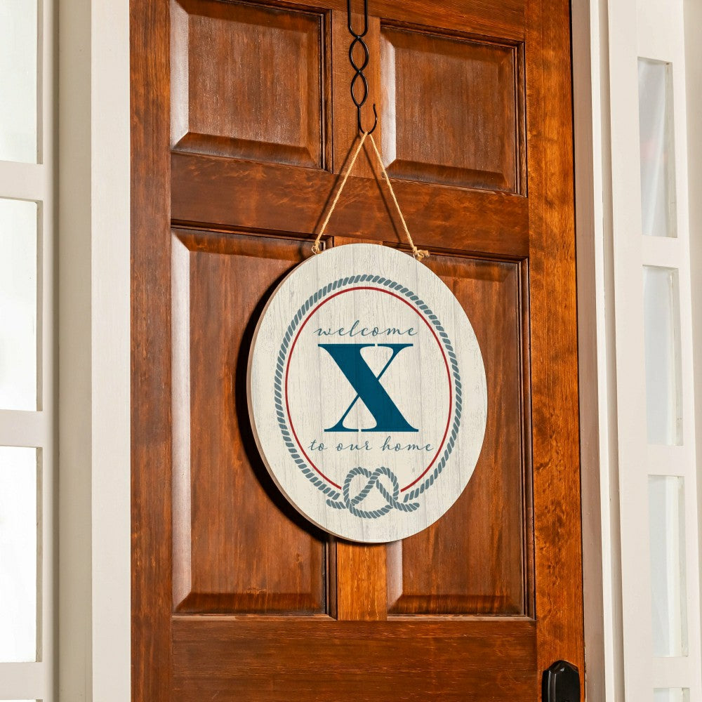 Plow & Hearth Coastal Door Décor Monogram White 18" X