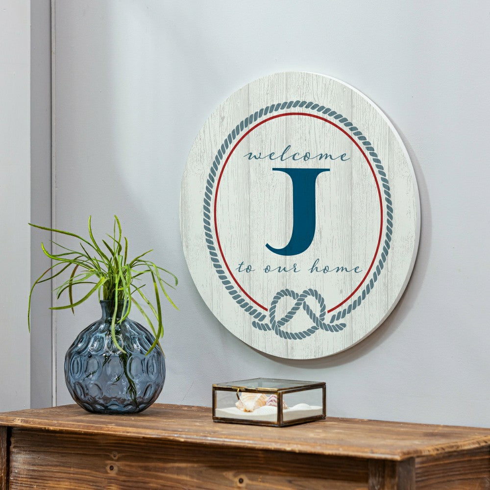 Plow & Hearth Coastal Door Décor Monogram White 18" J
