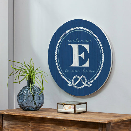 Plow & Hearth Coastal Door Décor Monogram Blue 18" E