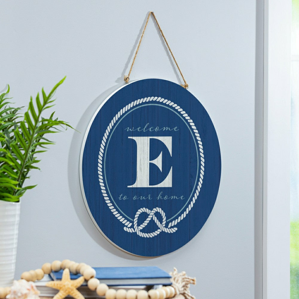 Plow & Hearth Coastal Door Décor Monogram Blue 18" E