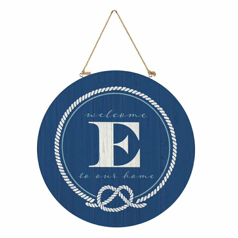 Plow & Hearth Coastal Door Décor Monogram Blue 18" E