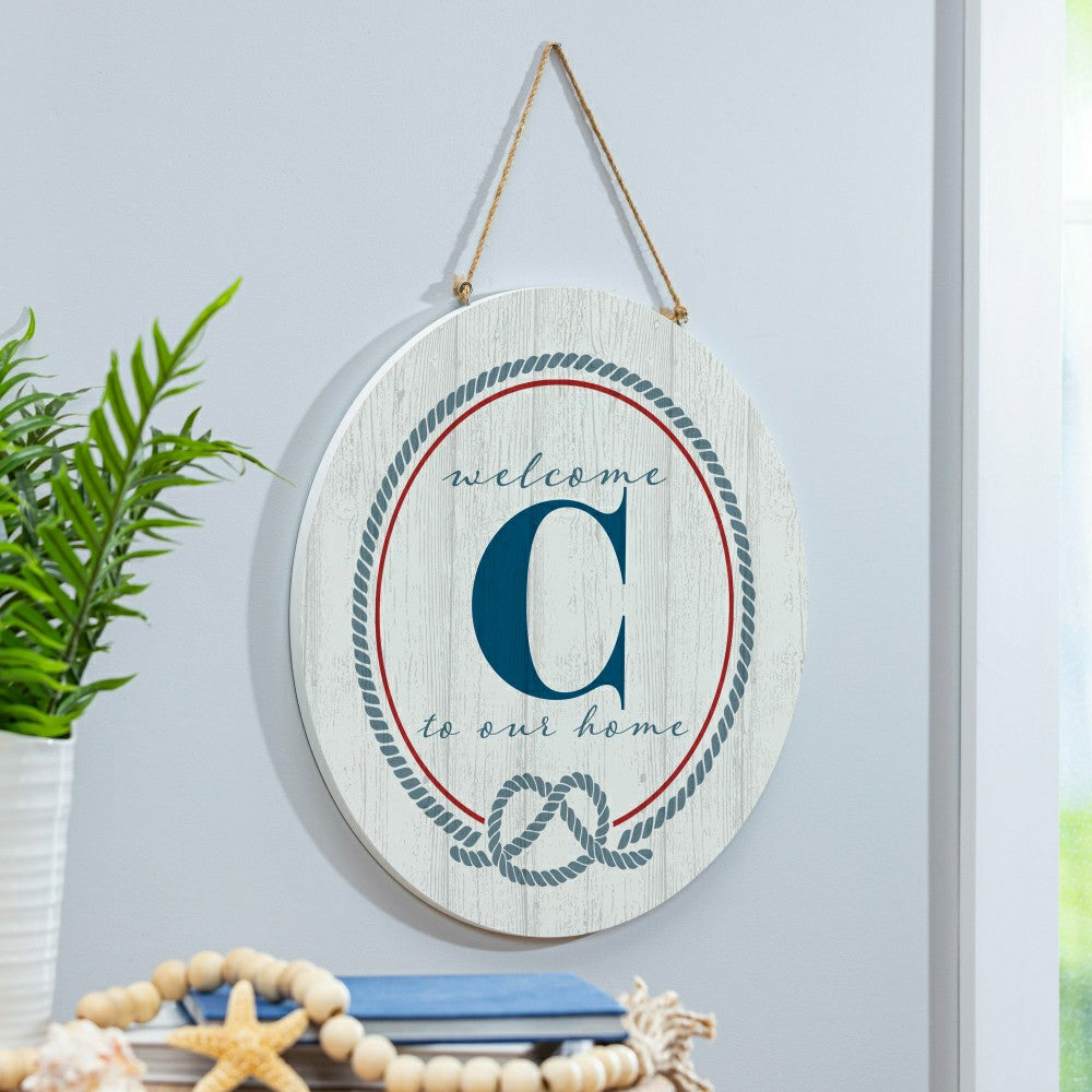 Plow & Hearth Coastal Door Décor Monogram White 18" C