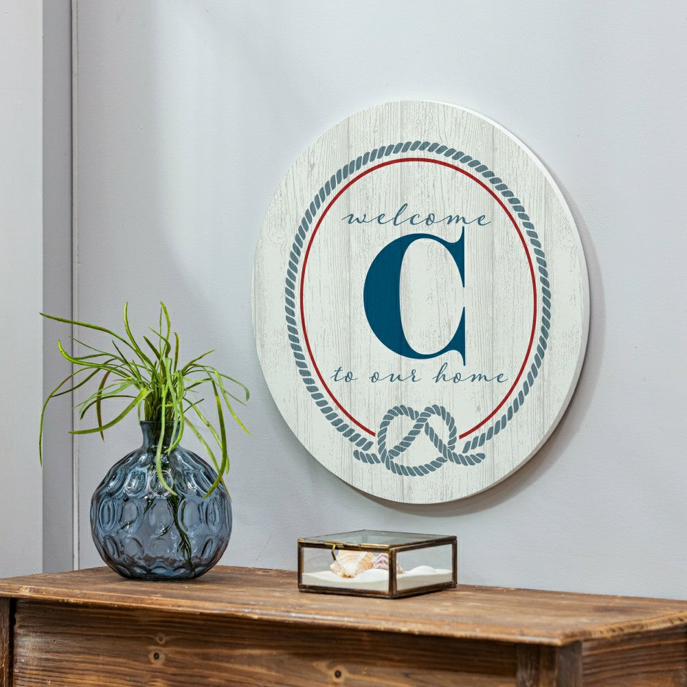 Plow & Hearth Coastal Door Décor Monogram White 18" C