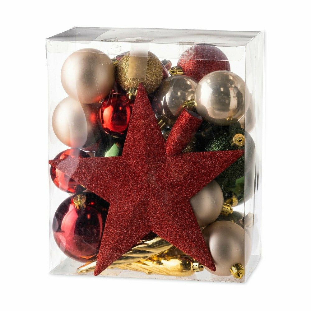 Plow & Hearth Red/Green Shatterproof Christmas Tree Ornaments, 33 pc.