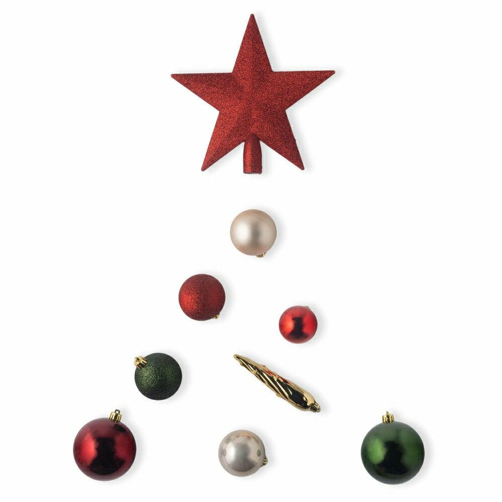 Plow & Hearth Red/Green Shatterproof Christmas Tree Ornaments, 33 pc.