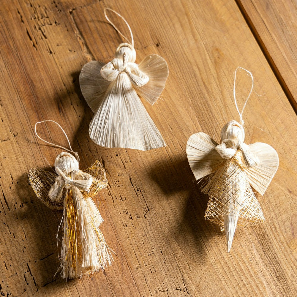 Plow & Hearth Abaca Angels, Set of 3