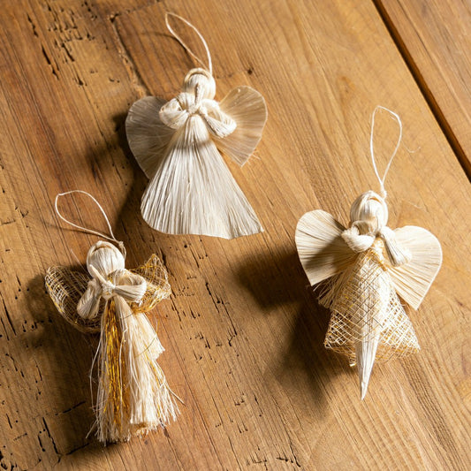 Plow & Hearth Abaca Angels, Set of 3