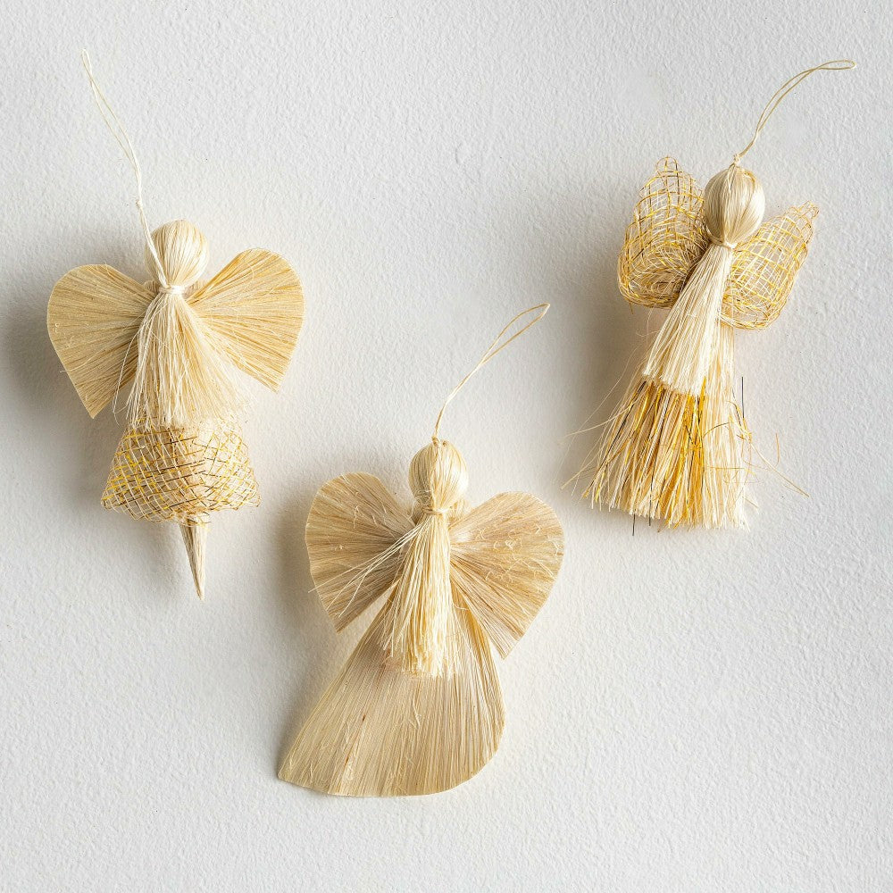 Plow & Hearth Abaca Angels, Set of 3