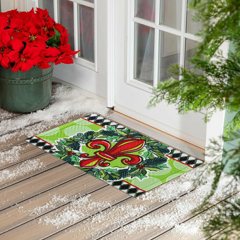 Plow & Hearth Holiday Fleur De Lis Embossed Mat