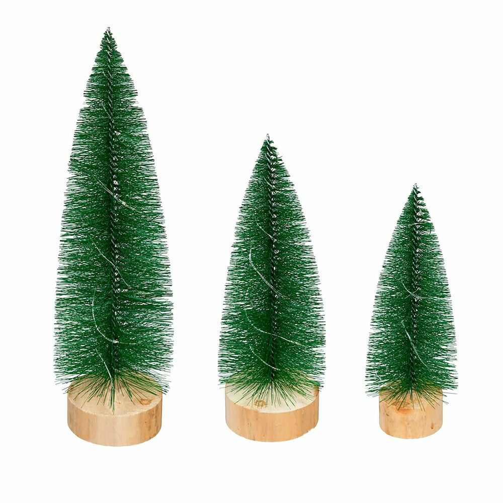 Plow & Hearth Bottle Brush Trees with LED String Lights, Set of 3
