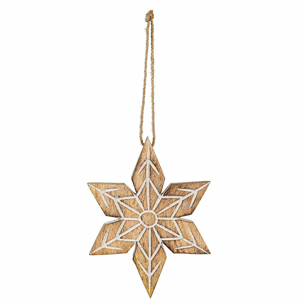 Plow & Hearth VivaStyle Ornament, Wood Ornament, Snowflake, Set of 2