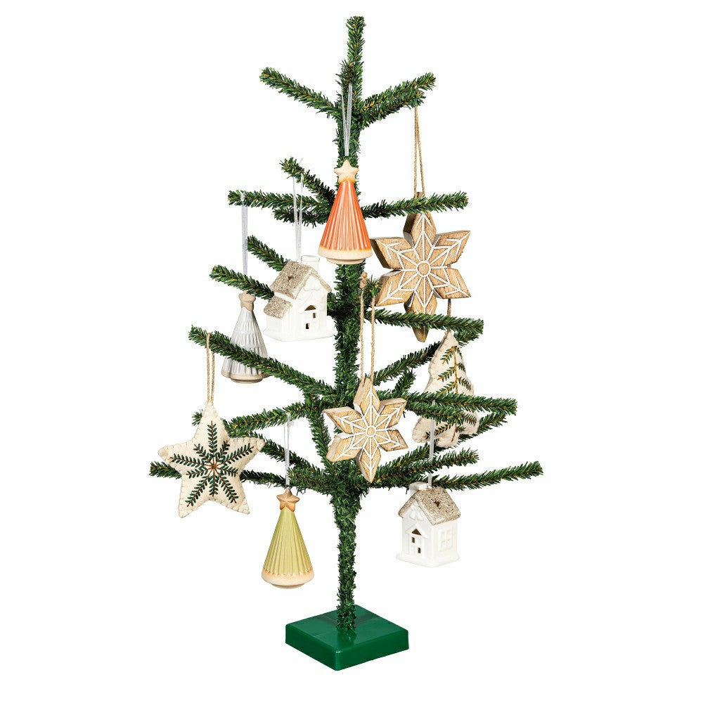Plow & Hearth VivaStyle Ornament, Wood Ornament, Snowflake, Set of 2