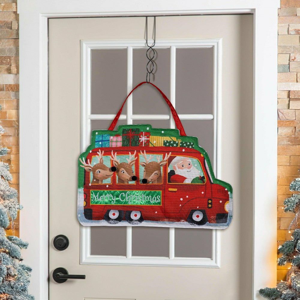Plow & Hearth Christmas Bus Shaped Door Décor